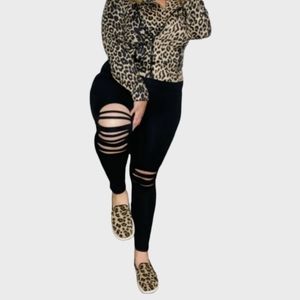 Laser Cut Black Leggings